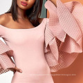 Pink Off the Shoulder Pencil Dress Bodycon Empire Sheath Cocktail Evening Party Mid length Dresses Spring New Fashion 2020